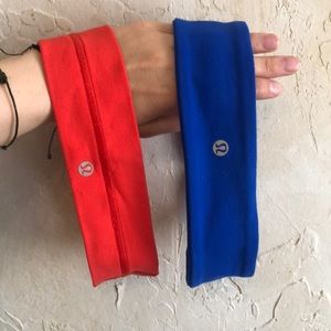 Red/orange and royal blue lululemon headbands